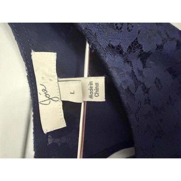 Joie Abay cold-shoulder lace blouse in navy blue size Large - Picture 3 of 5
